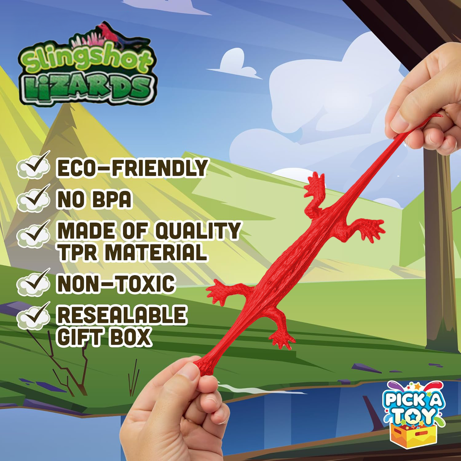 “Sticky gecko slingshot lizard toys, 36 pack party favors for kids”