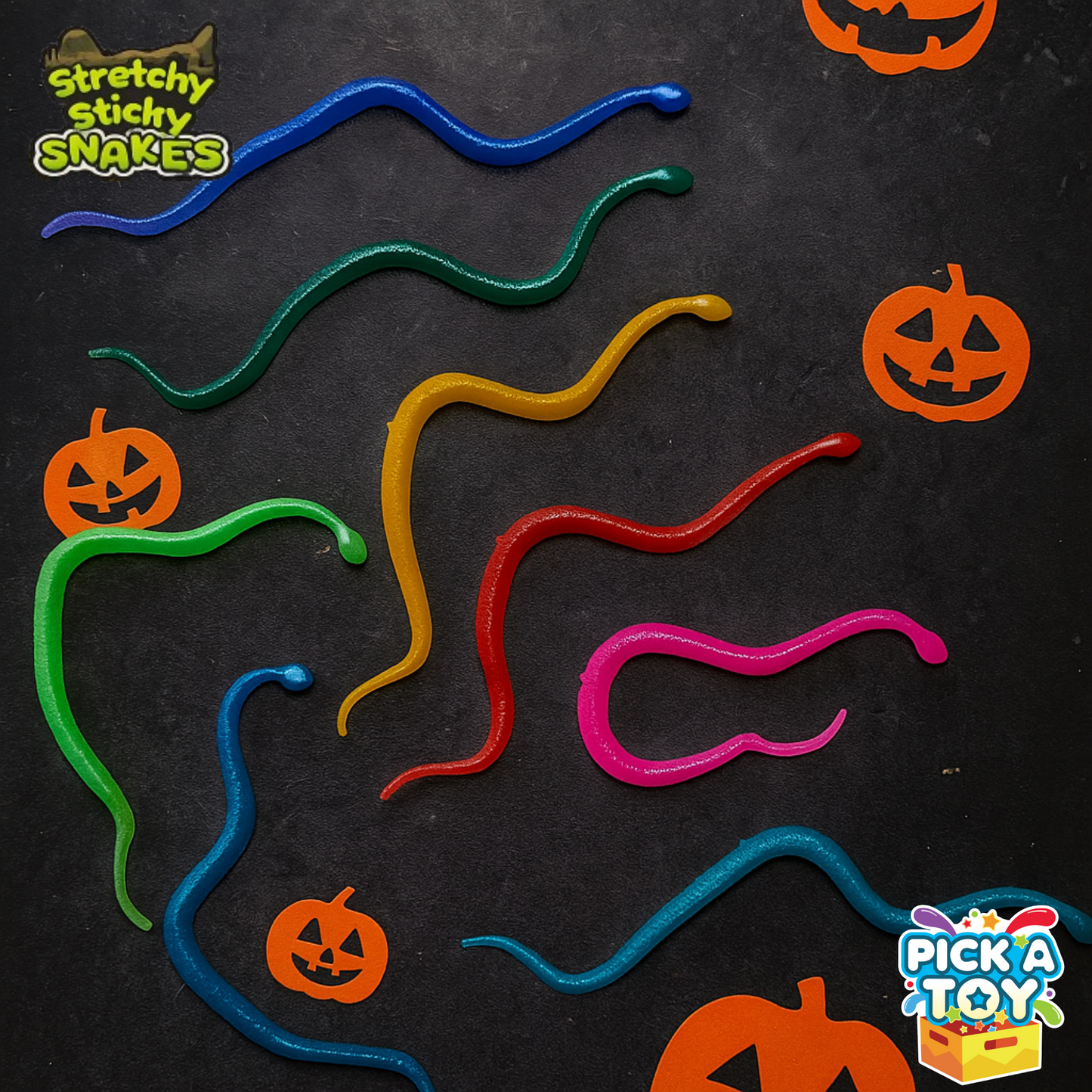 36 Pcs Mini Snake Party Favors Toys for Kids, Stretchy Sticky Rubber Snakes Bulk, Animal Rain Forest Themed Decorations, Treasure Chest for Kids Prizes, Flying Snakes Slingshot Toy