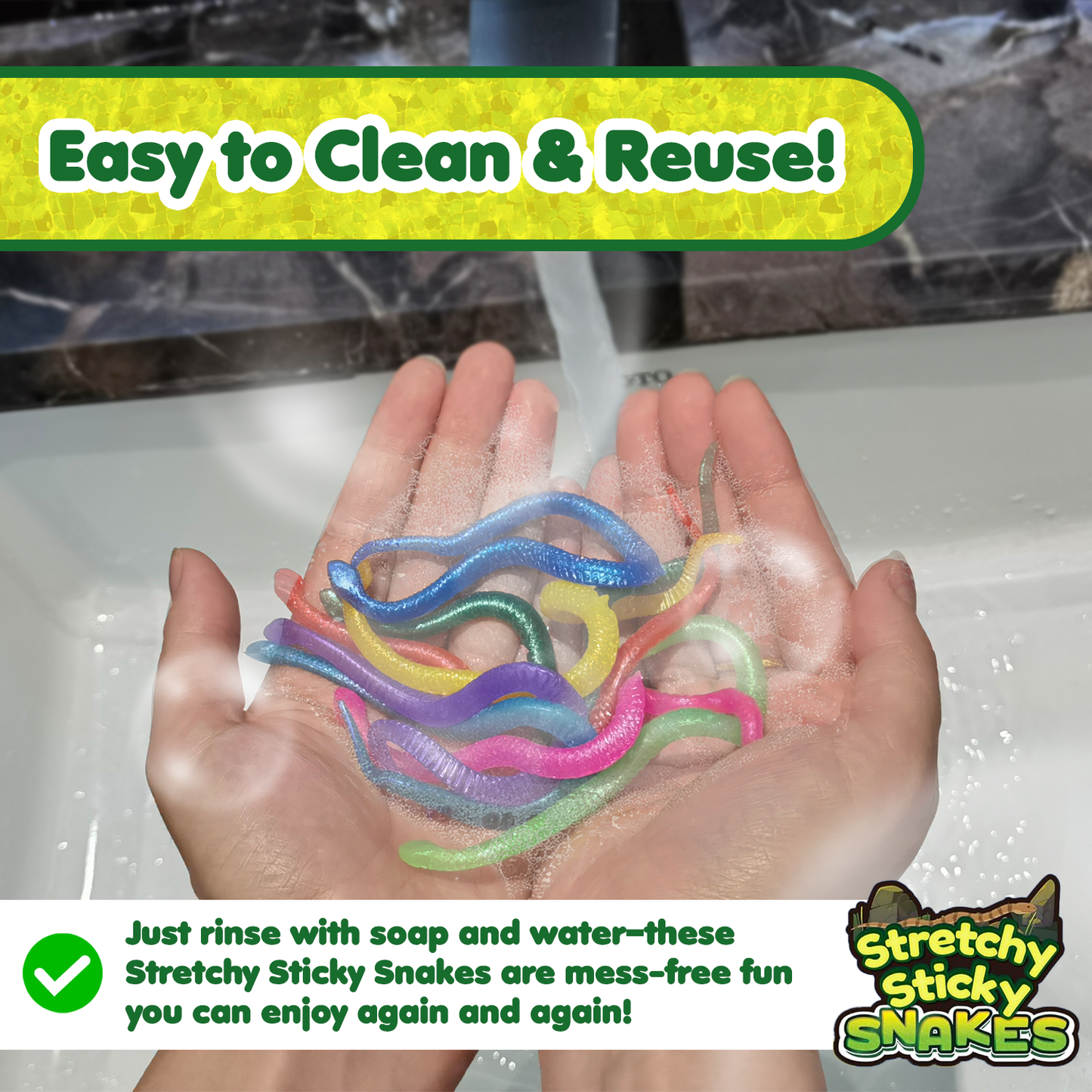 36 Pcs Mini Snake Party Favors Toys for Kids, Stretchy Sticky Rubber Snakes Bulk, Animal Rain Forest Themed Decorations, Treasure Chest for Kids Prizes, Flying Snakes Slingshot Toy