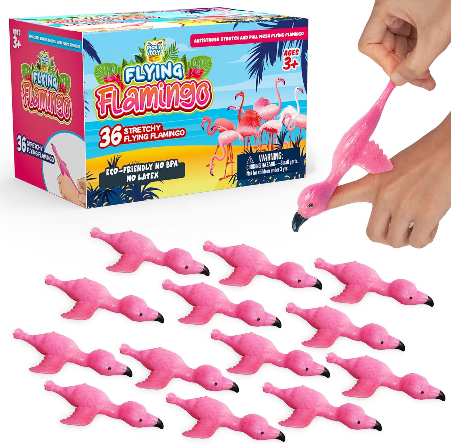 Flamingo finger slingshot toys, 36 pack party favors for kids