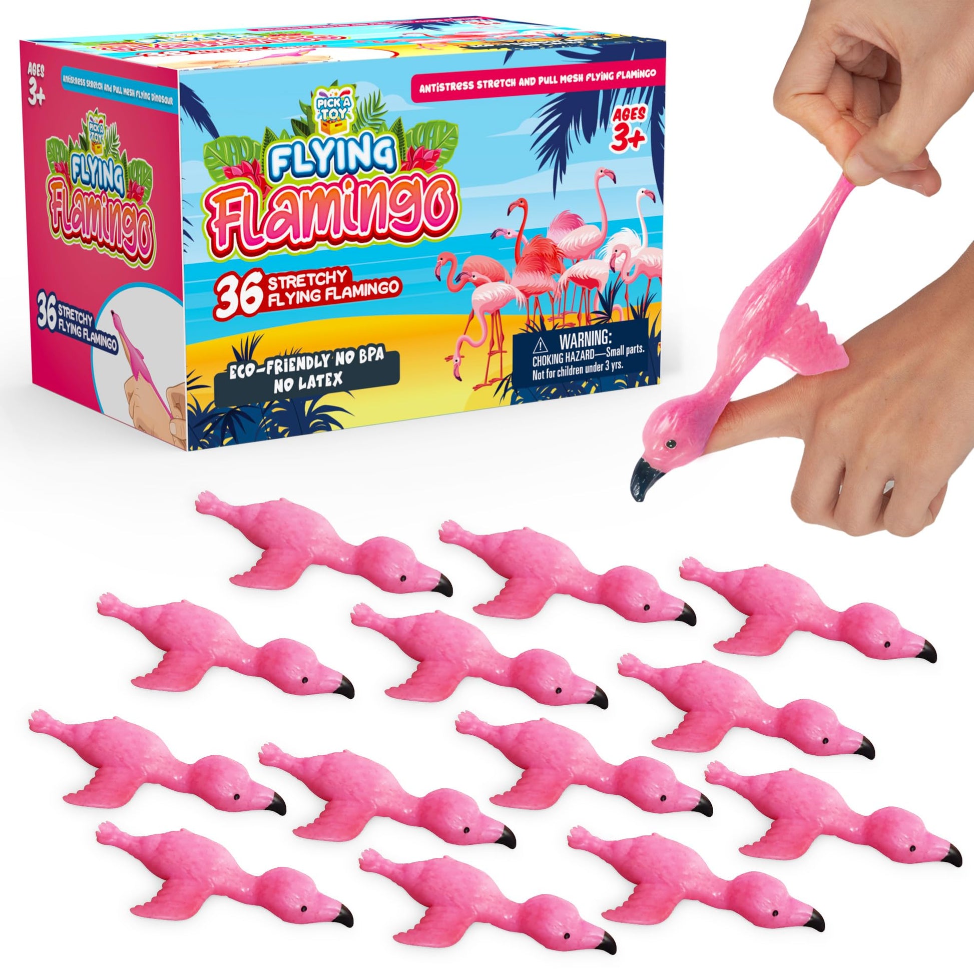 Flamingo finger slingshot toys, 36 pack party favors for kids