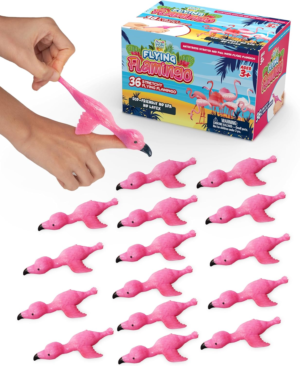 Flamingo finger slingshot toys, 36 pack party favors for kids