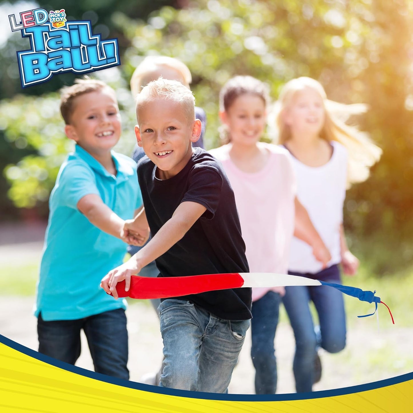 PICK A TOY Outdoor Throw and Catch Light Up Ball Games -Kids Sports Ball & LED Tail Glow at Night - Play in The Dark - Fun Throwing Toys for Kids & Adults, Boys & Girls