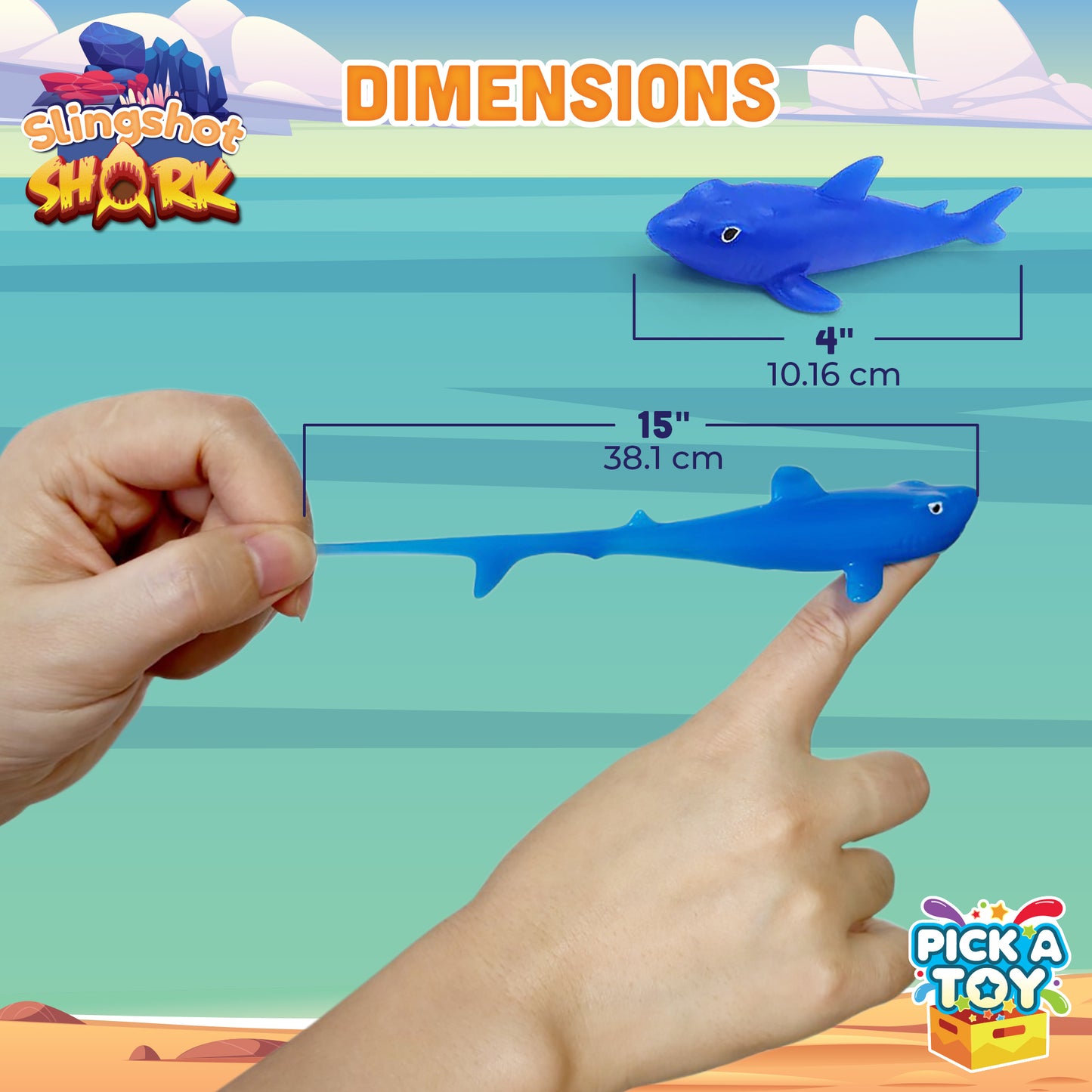 PICK A TOY 36 Pcs Shark Party Favors Stretchy Slingshot Toys, Easter Egg Fillers, Birthday Goodie Bags Stuffers, Sea Animal Party Decorations, Fish Shooter Game Finger Flicker