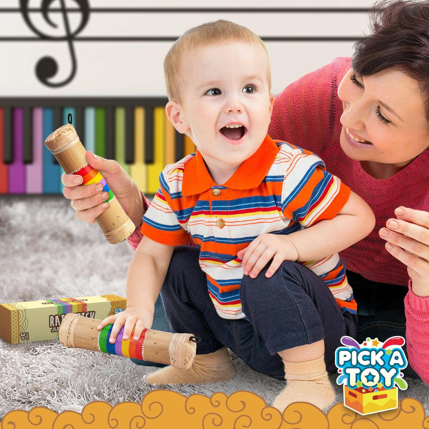 Bamboo Rain Stick Sensory Toy Musical Instrument For Kids And Adults - Pick A Toy