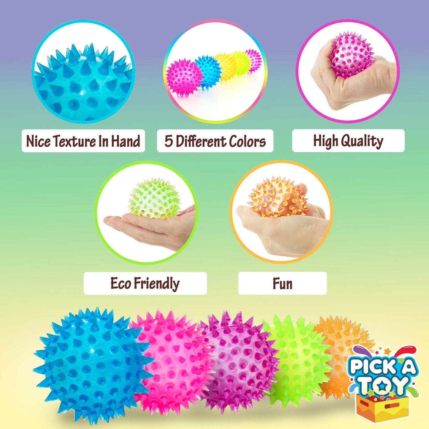 Squishy Stress Relief Sensory Toys Fidget Spiky Ball - Pick A Toy