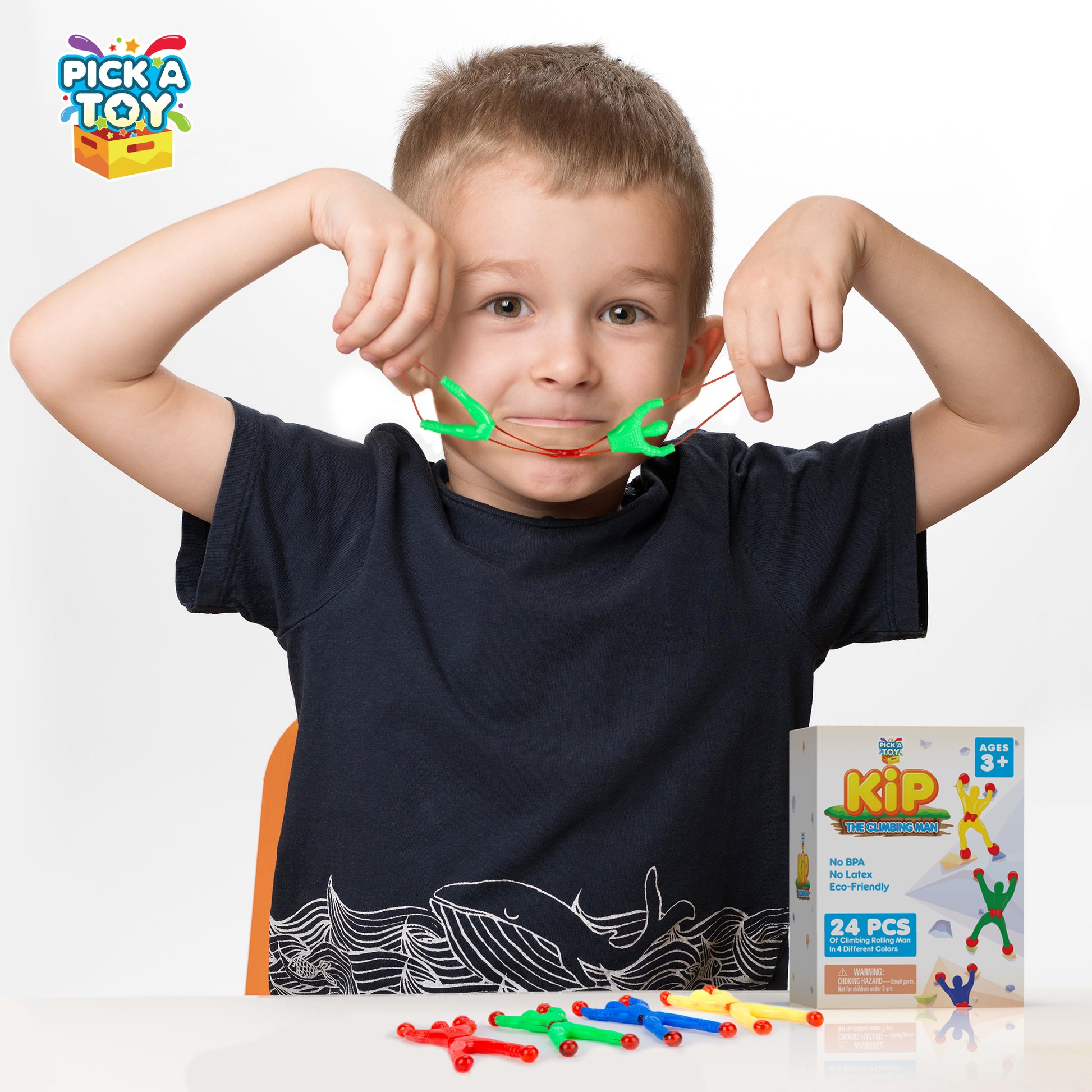 Wall Tumblers Sticky Toys, 24 Pc. Climbing Man, Stretchy and Flexible Crawler for Kids, Assorted Colors for Boys and Girls, Birthday Party Favors and Easter Basket Stuffers - Pick A Toy