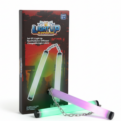 LED Light-Up Ninja Nunchucks for Kids – Safe Foam Martial Arts Toy Set