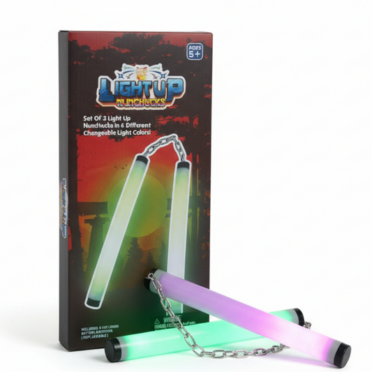LED Light-Up Ninja Nunchucks for Kids – Safe Foam Martial Arts Toy Set