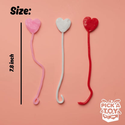 PICK A TOY Heart Sticky Hands 36 Pack – Stretchy Sticky Hand Toys Bulk Party Favors for Kids 4-8 8-12, Goodie Bag Stuffers, Classroom Prizes, Treasure Box Toys