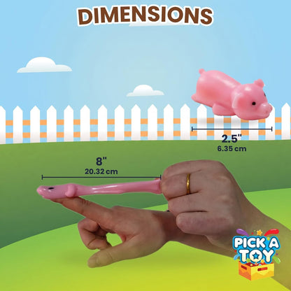 PICK A TOY 36 Pcs Rubber Pig Slingshot Toys – Stretchy Slingshot Party Favor Toys for Kids, BPA-Free & Non-Toxic TPR – Birthday Goodie Bags Stuffers, Pinata Filler, Easter Basket Stuffer