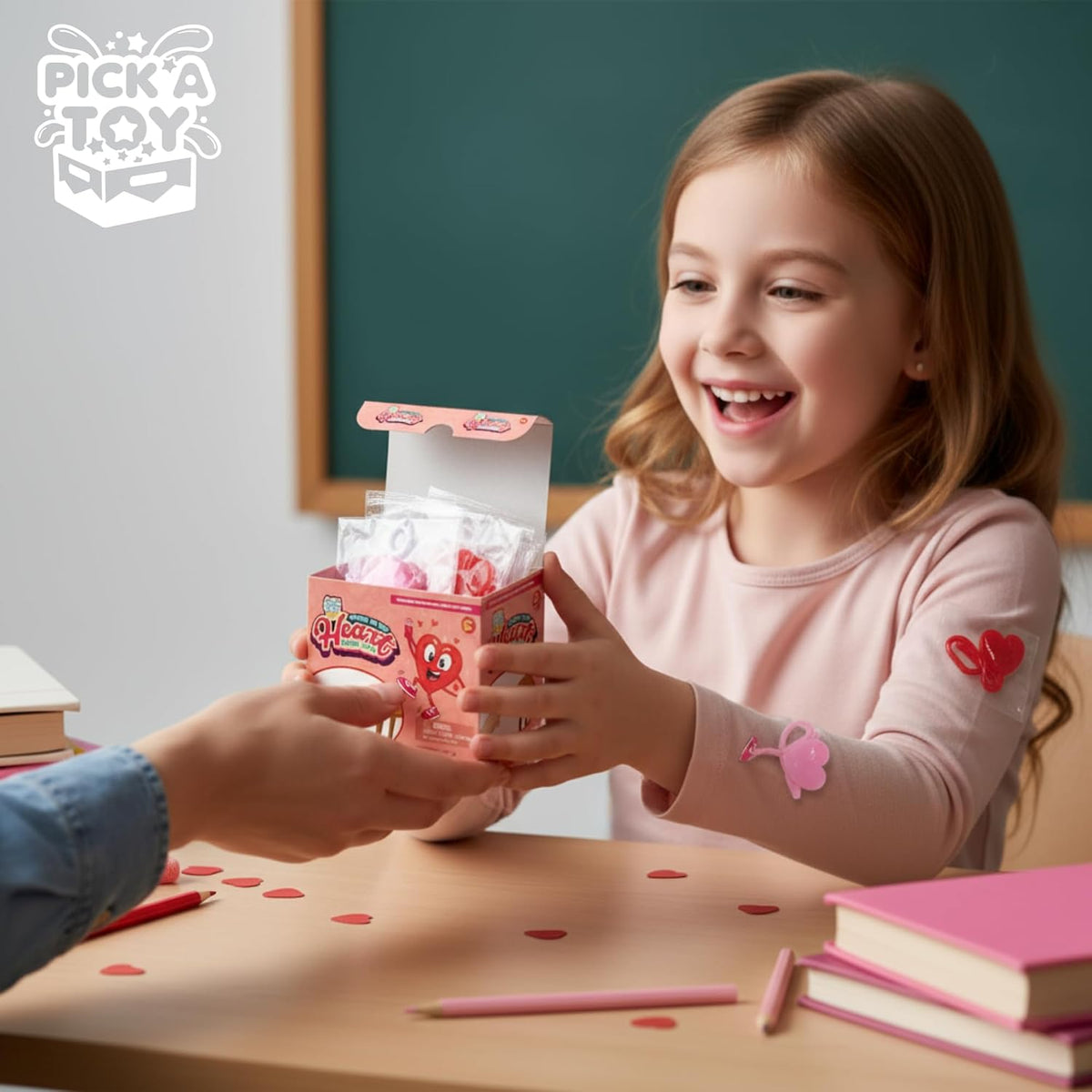 PICK A TOY Heart Sticky Hands 36 Pack – Stretchy Sticky Hand Toys Bulk Party Favors for Kids 4-8 8-12, Goodie Bag Stuffers, Classroom Prizes, Treasure Box Toys