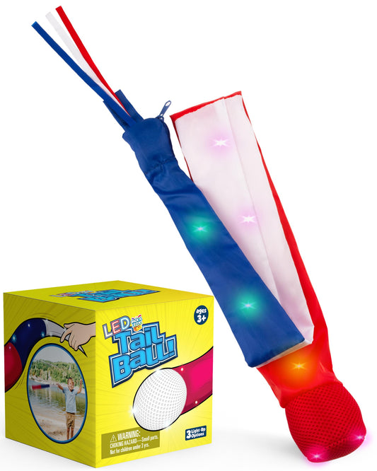 PICK A TOY Outdoor Throw and Catch Light Up Ball Games -Kids Sports Ball & LED Tail Glow at Night - Play in The Dark - Fun Throwing Toys for Kids & Adults, Boys & Girls