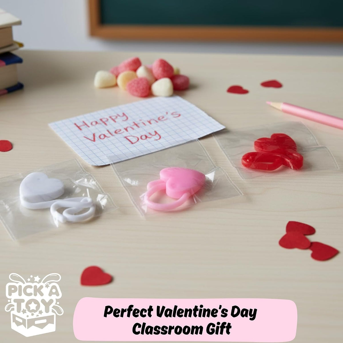 PICK A TOY Heart Sticky Hands 36 Pack – Stretchy Sticky Hand Toys Bulk Party Favors for Kids 4-8 8-12, Goodie Bag Stuffers, Classroom Prizes, Treasure Box Toys