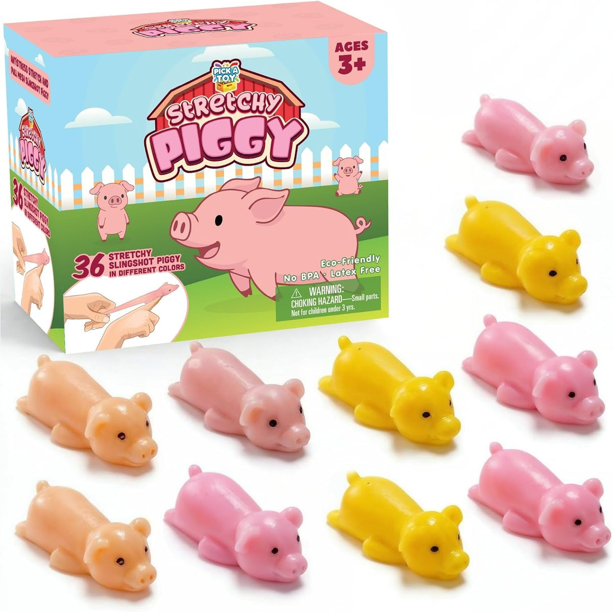 36 rubber pig slingshot toys party favors