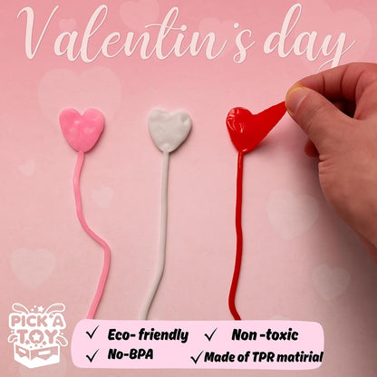 PICK A TOY Heart Sticky Hands 36 Pack – Stretchy Sticky Hand Toys Bulk Party Favors for Kids 4-8 8-12, Goodie Bag Stuffers, Classroom Prizes, Treasure Box Toys
