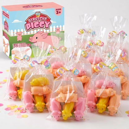 PICK A TOY 36 Pcs Rubber Pig Slingshot Toys – Stretchy Slingshot Party Favor Toys for Kids, BPA-Free & Non-Toxic TPR – Birthday Goodie Bags Stuffers, Pinata Filler, Easter Basket Stuffer