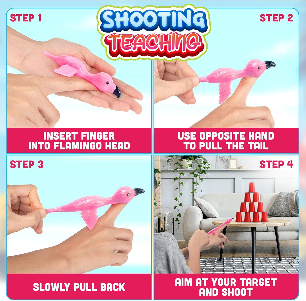 Flamingo finger slingshot toys, 36 pack party favors for kids