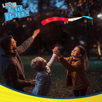 PICK A TOY Outdoor Throw and Catch Light Up Ball Games -Kids Sports Ball & LED Tail Glow at Night - Play in The Dark - Fun Throwing Toys for Kids & Adults, Boys & Girls