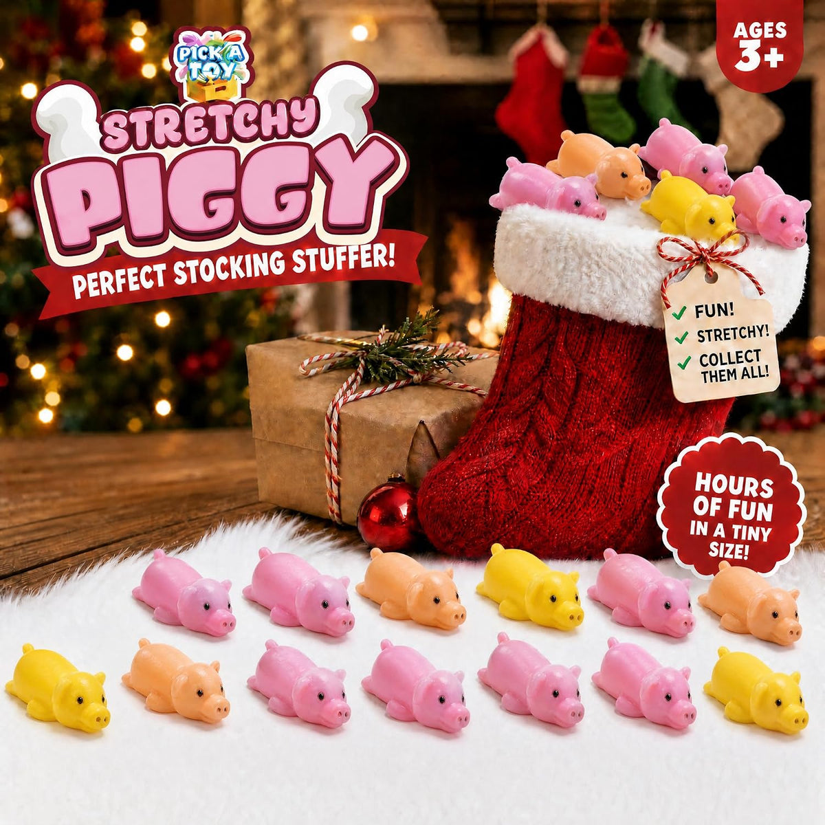 PICK A TOY 36 Pcs Rubber Pig Slingshot Toys – Stretchy Slingshot Party Favor Toys for Kids, BPA-Free & Non-Toxic TPR – Birthday Goodie Bags Stuffers, Pinata Filler, Easter Basket Stuffer