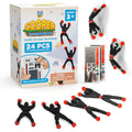 Sticky wall climbing ninjas box of 24 shown beside black ninja figures and ninja sticker sheets