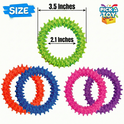Pick A Toy Hedgehog Rings Fidget Bracelet for Kids, 5 Pack Spiky Sensory Toy, Firm Textured Rubber Ring, Classroom Prizes Boys & Girls, ADHD Sensory Toys