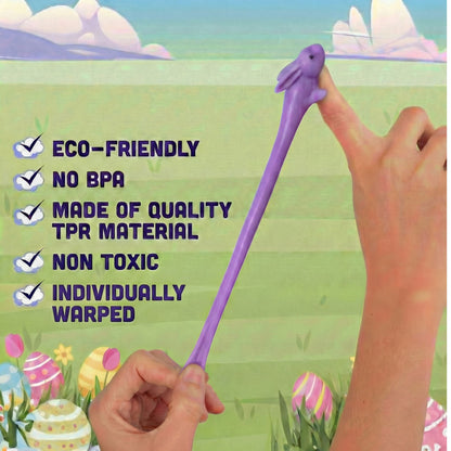 PICK A TOY Bunny Favor Toys for Girls and Boys, 36 Pcs Rubber Finger Flicker Stretchy Slingshot for Kids, Birthday Goodie Bag, Easter Party Favors, Classroom Treasure Chest Treats (Bunny)