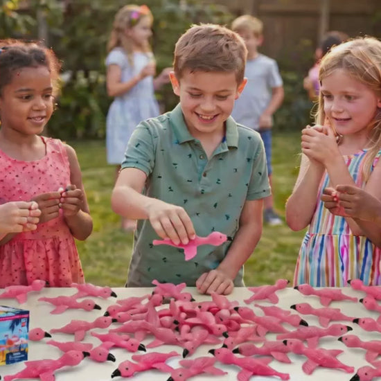 PICK A TOY Flamingo Party Favors Slingshot Toys demo video