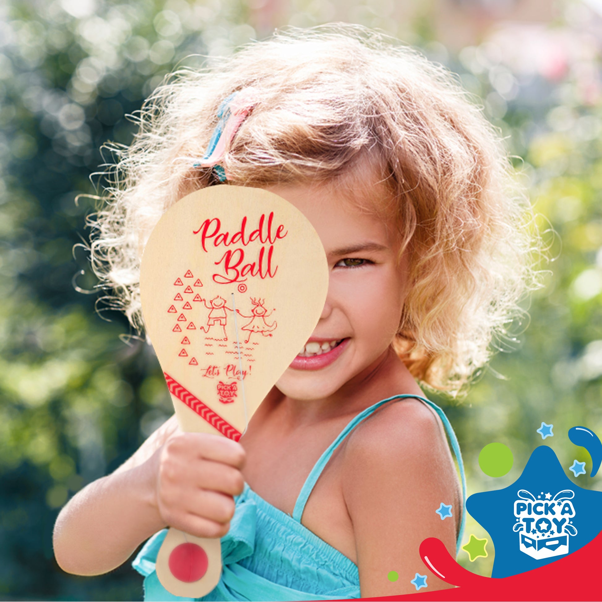 Wooden Paddle Ball (Set Of 2) With Red Carry Bag - Pick A Toy