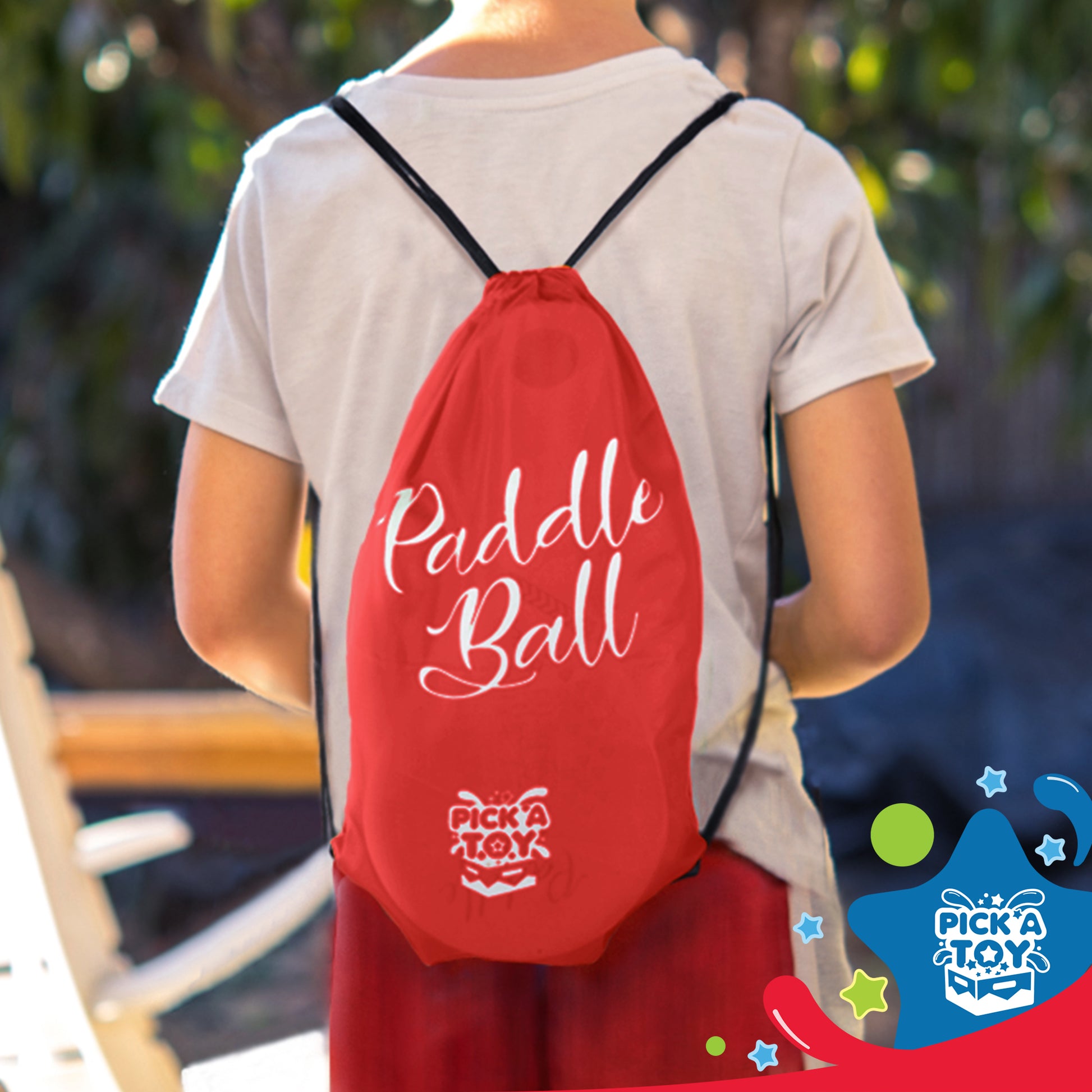 Wooden Paddle Ball (Set Of 2) With Red Carry Bag - Pick A Toy
