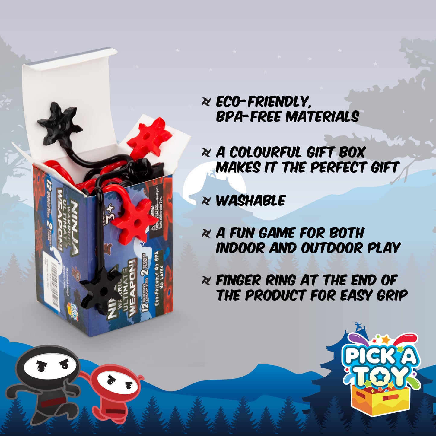 Ninja Star Sticky Toys [12-Pieces] - Pick A Toy