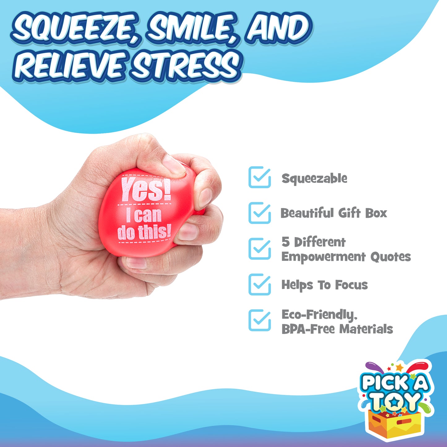 Motivational Stress Balls for Kids and Adults (3-Pack) - Pick A Toy